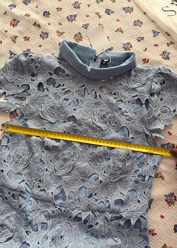 Mavi Dantel İşlemeli Elbise - Görsel 6