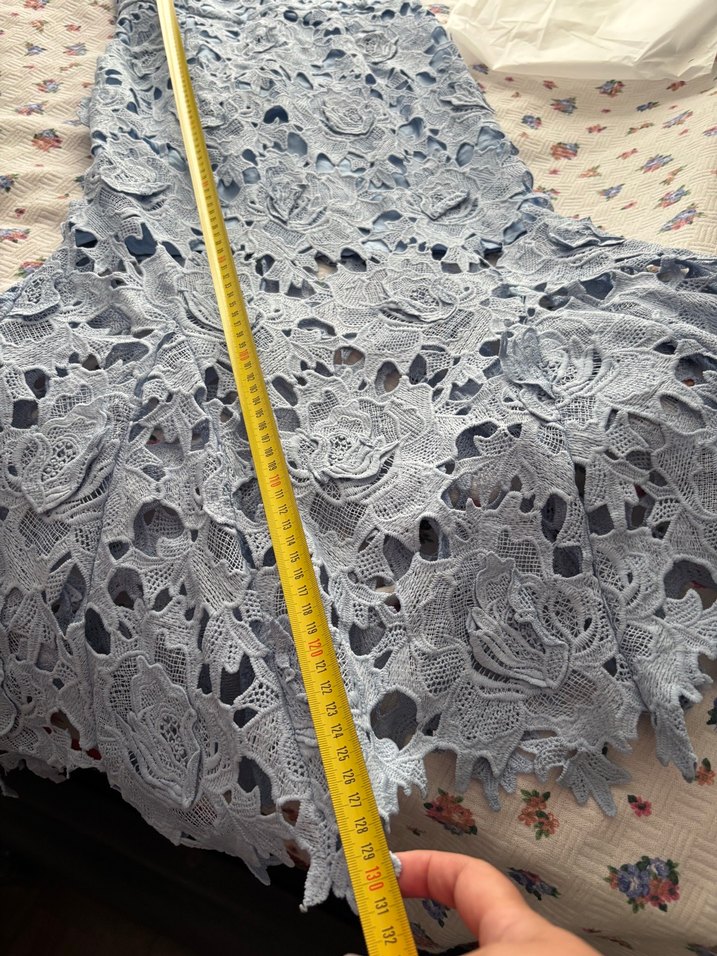 Mavi Dantel İşlemeli Elbise - Görsel 5