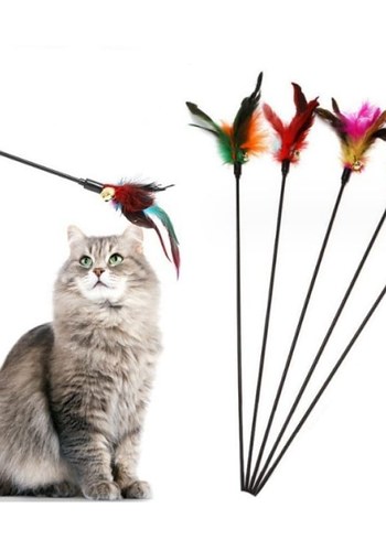 Tasma Hediyeli Tüylü Çıngıraklı Kedi Oyun Çubuğu - Görsel 3