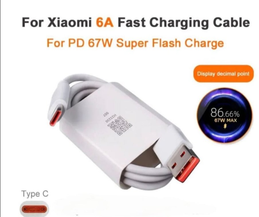 Xiaomi 6A Hızlı Şarj Kablosu 67W Beyaz - Görsel 2