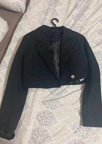 36 Beden Düğmeli Siyah Kadın Blazer Ceket