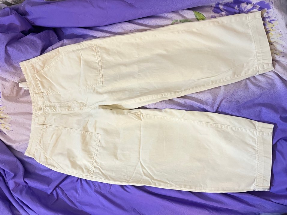 Beyaz ekru Kadın barrel pantolon - Görsel 3