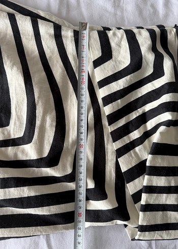 Ekru Beyaz Desenli %100 keten Zara mini Elbise - Görsel 4