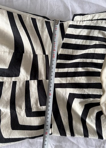 Ekru Beyaz Desenli %100 keten Zara mini Elbise - Görsel 3