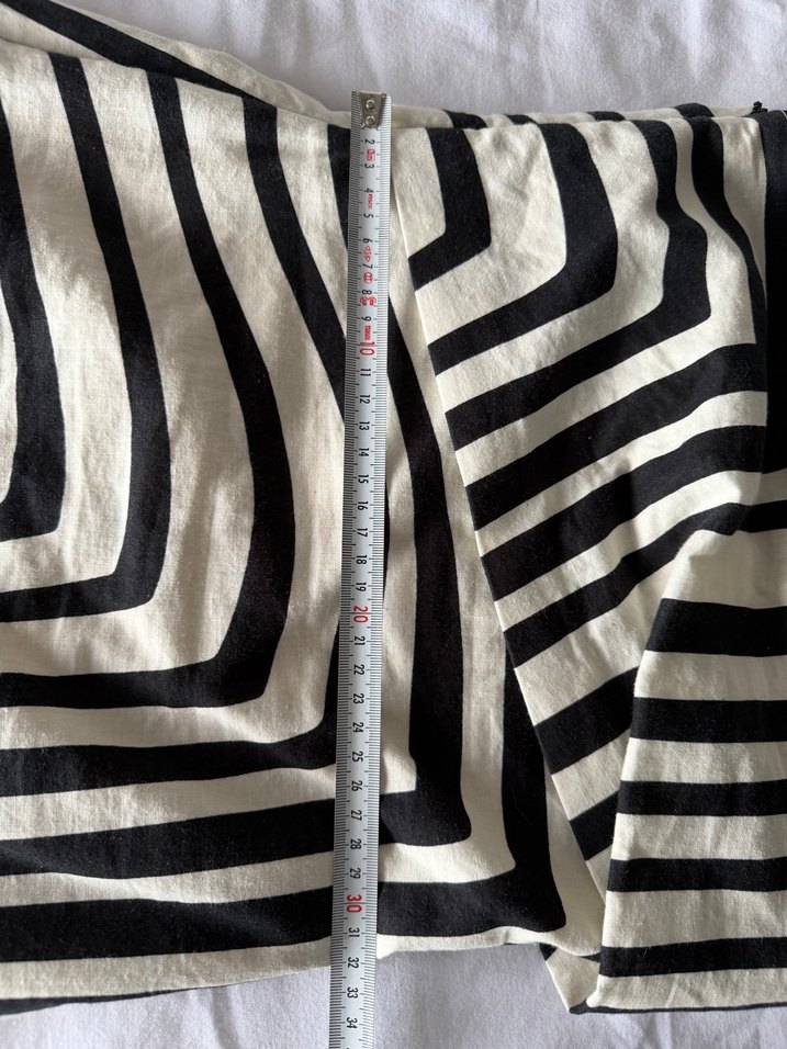 Ekru Beyaz Desenli %100 keten Zara mini Elbise - Görsel 4