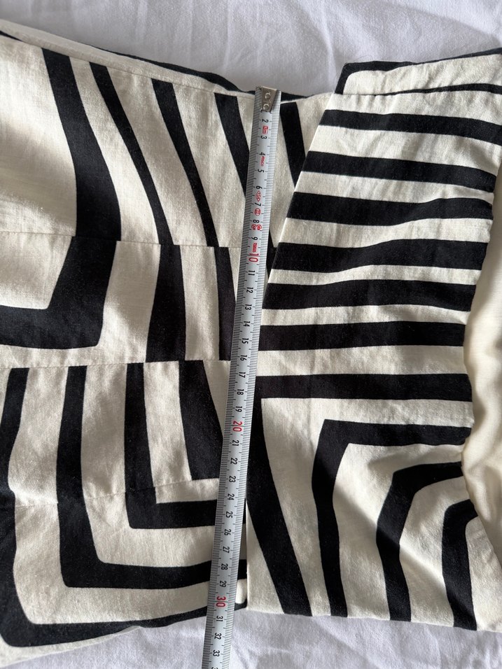 Ekru Beyaz Desenli %100 keten Zara mini Elbise - Görsel 3