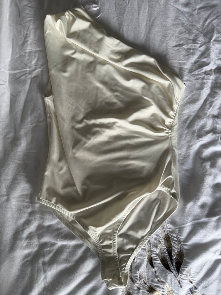 Zara Ekru tek kollu Body - Görsel 4