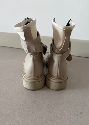 Taş Rengi Hakiki Deri Kadın Bot - Görsel 5