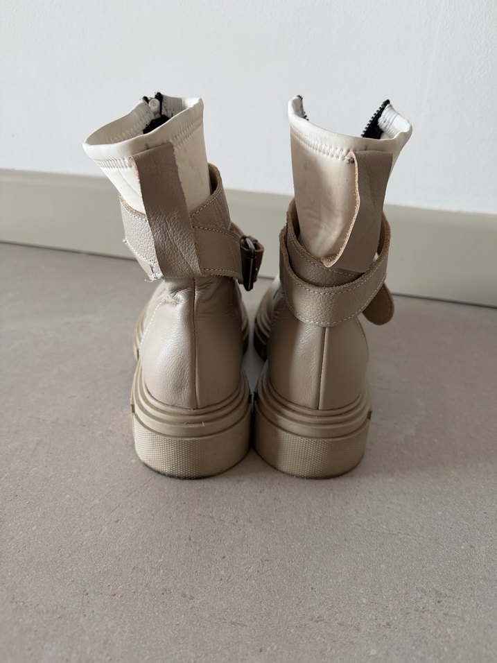 Taş Rengi Hakiki Deri Kadın Bot - Görsel 5