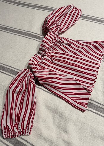 Kırmızı Çizgili Strappy Bluz - Görsel 2