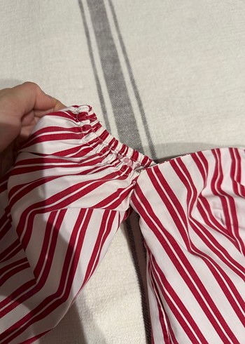 Kırmızı Çizgili Strappy Bluz - Görsel 3