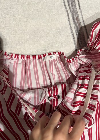 Kırmızı Çizgili Strappy Bluz - Görsel 4