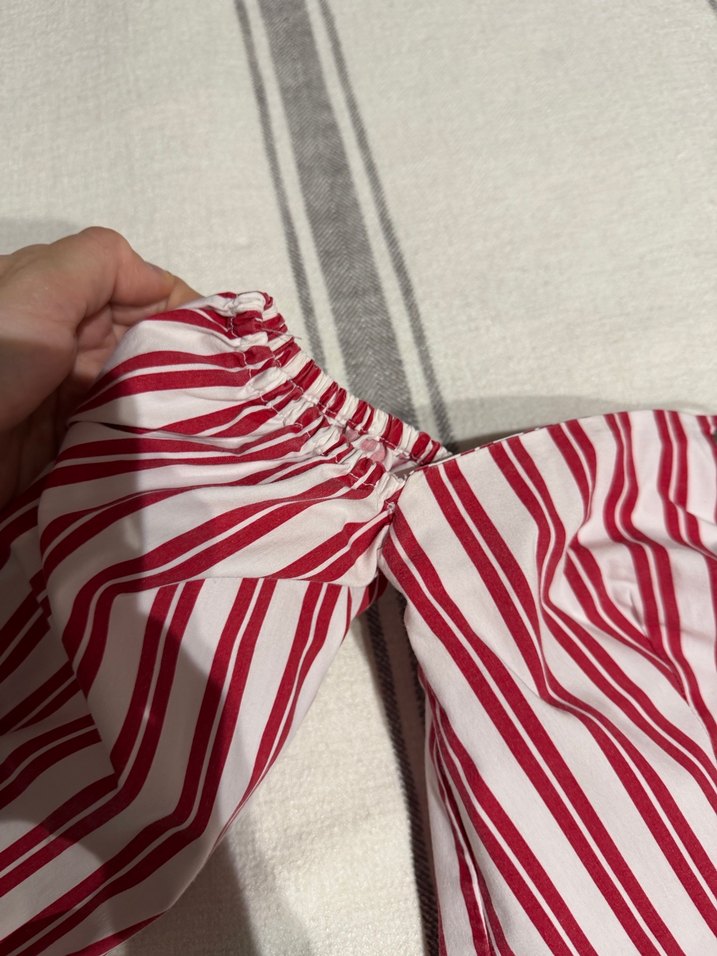 Kırmızı Çizgili Strappy Bluz - Görsel 3