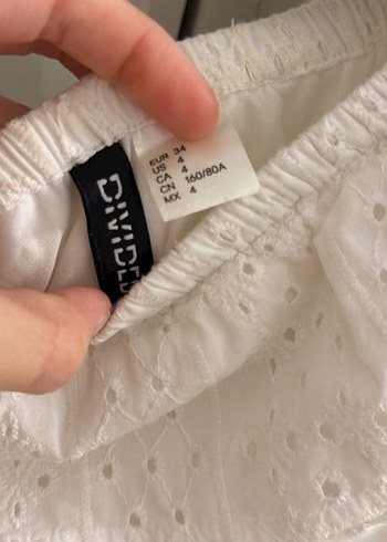 H&M Beyaz Nakışlı mini Elbise - Görsel 5