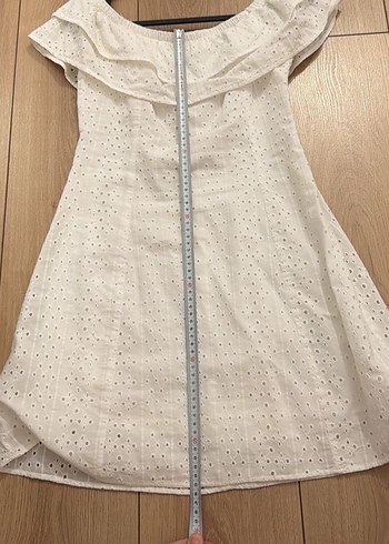 H&M Beyaz Nakışlı mini Elbise - Görsel 7
