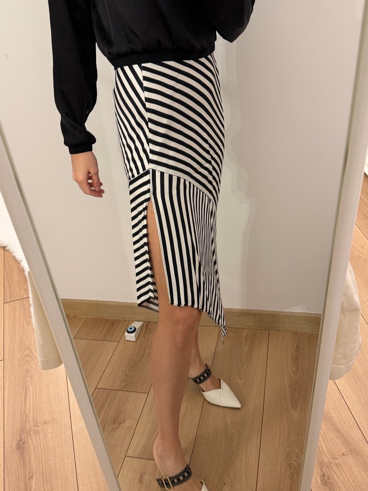 Zara Midi Zebra Desenli Salaş Drapeli Etek - Görsel 2