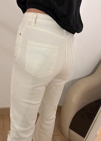 Zara Beyaz bootcut Kadın Kot Pantolon - Görsel 2