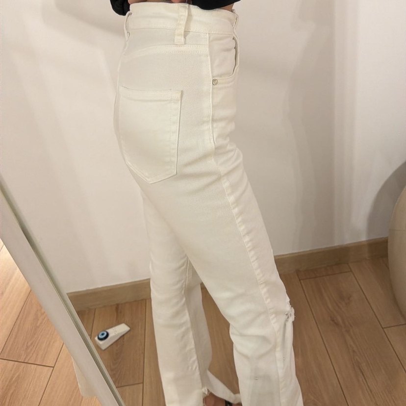 Zara Beyaz bootcut Kadın Kot Pantolon - Görsel 4