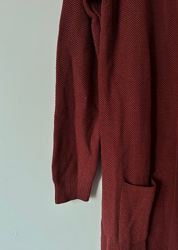 Bordo Uzun Örgü Kadın Hırka - Görsel 3