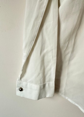 Kadın Beyaz Uzun Kollu Keten Gömlek - Görsel 3