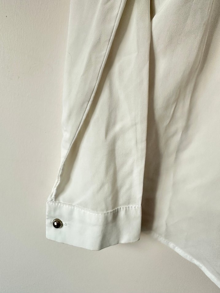 Kadın Beyaz Uzun Kollu Keten Gömlek - Görsel 3