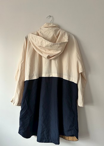 Krem lacivert renk  Midi Kadın Yağmurluk - Görsel 3