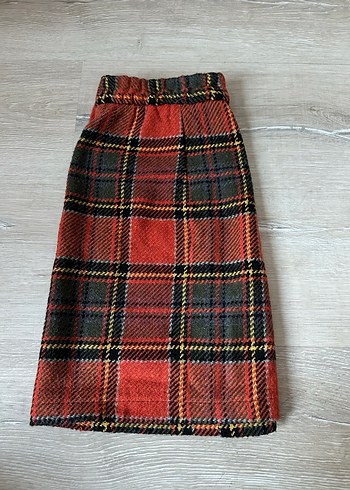 Kırmızı Ekose Pilili Mini Yün Etek - Görsel 3