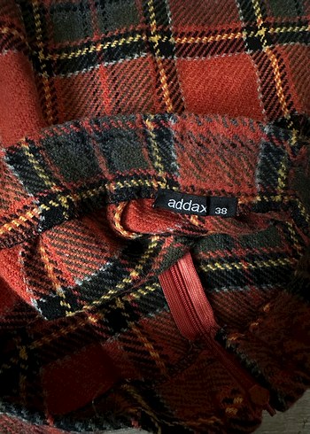 Kırmızı Ekose Pilili Mini Yün Etek - Görsel 4