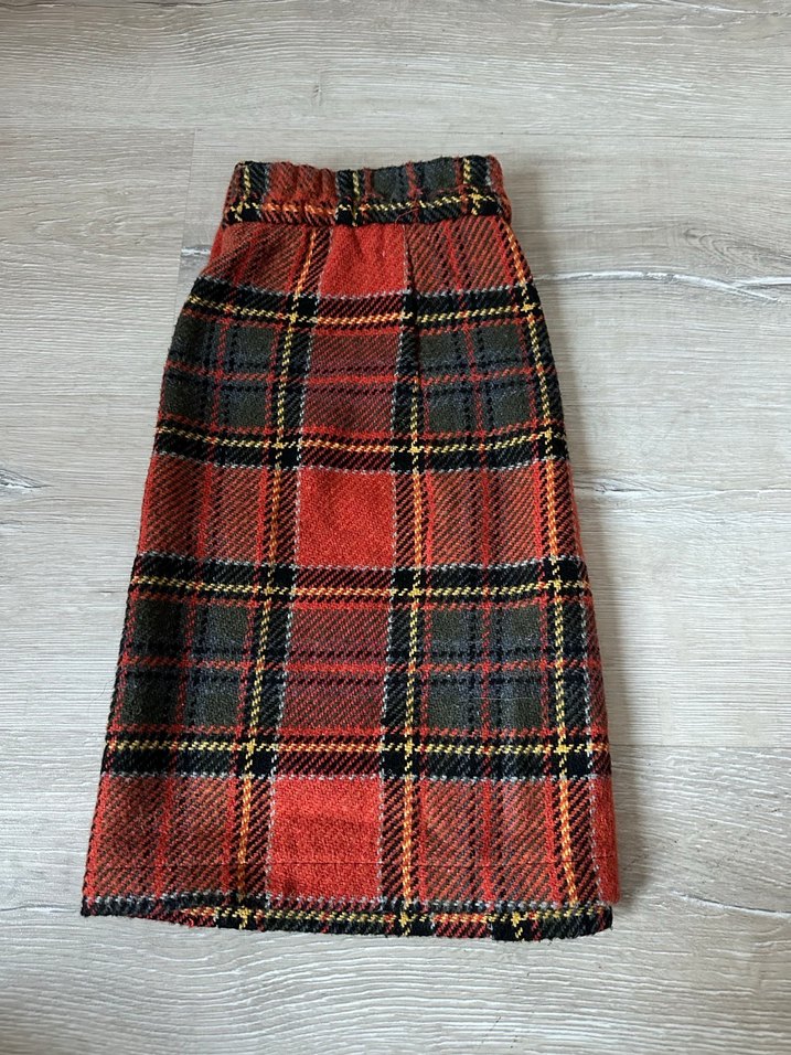 Kırmızı Ekose Pilili Mini Yün Etek - Görsel 3