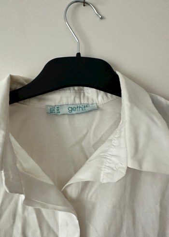 Beyaz Keten Düğmeli Gömlek - Görsel 4