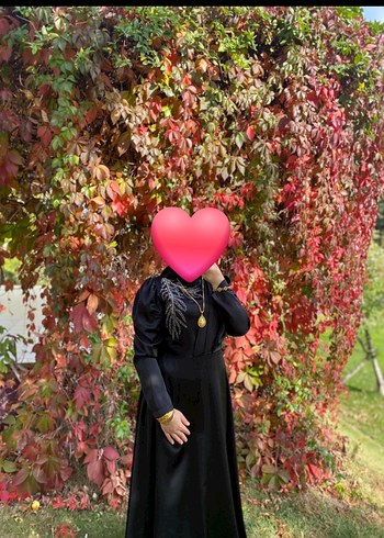 Uzun Siyah Gotik Drape Detaylı Elbise