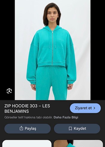 Turkuaz Kadın Fermuarlı Kapüşonlu Sweatshirt