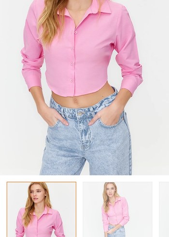Pembe V Yaka Uzun Kollu Gömlek