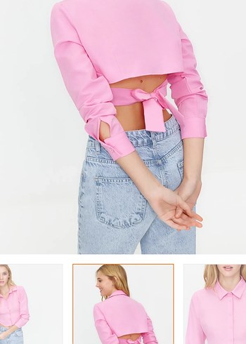 Trendyol & Milla Pembe V Yaka Uzun Kollu Gömlek