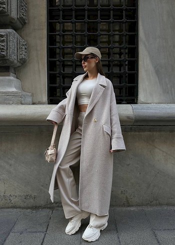 Dilvin Desenli Oversize Kaban