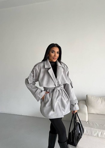 Zara Kemerli Astarlı Kaşe Trenç Kaban