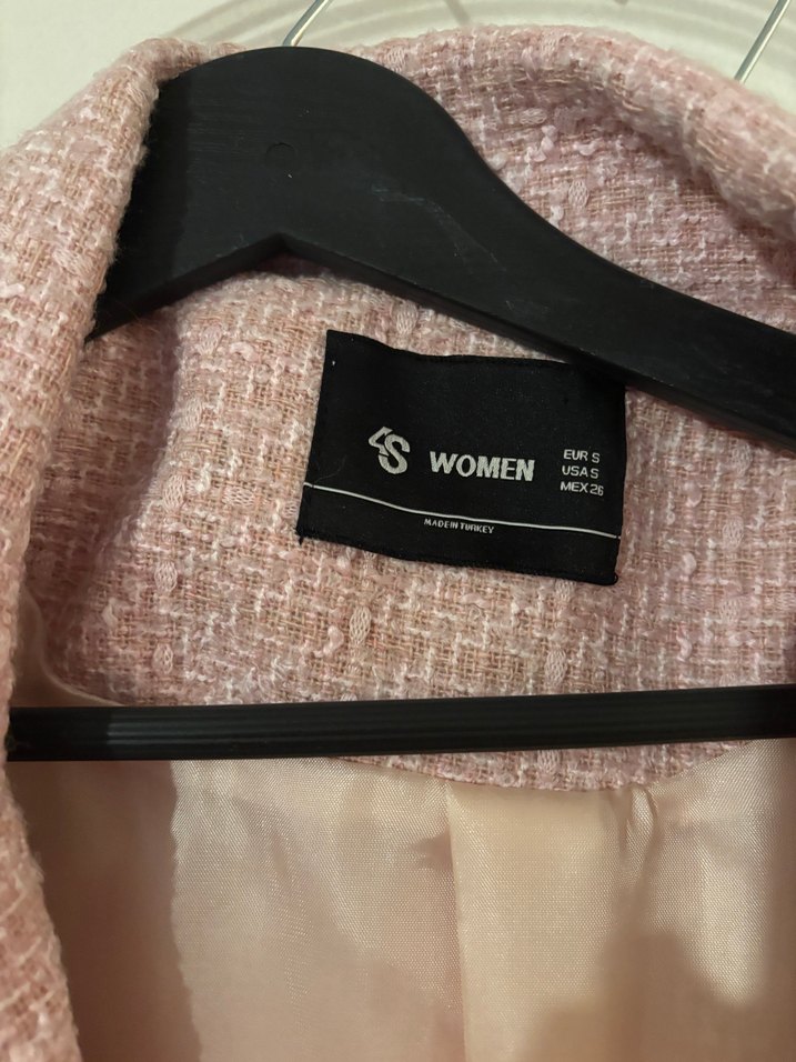 Düğmeli Pembe Midi Kadın Blazer - Görsel 2