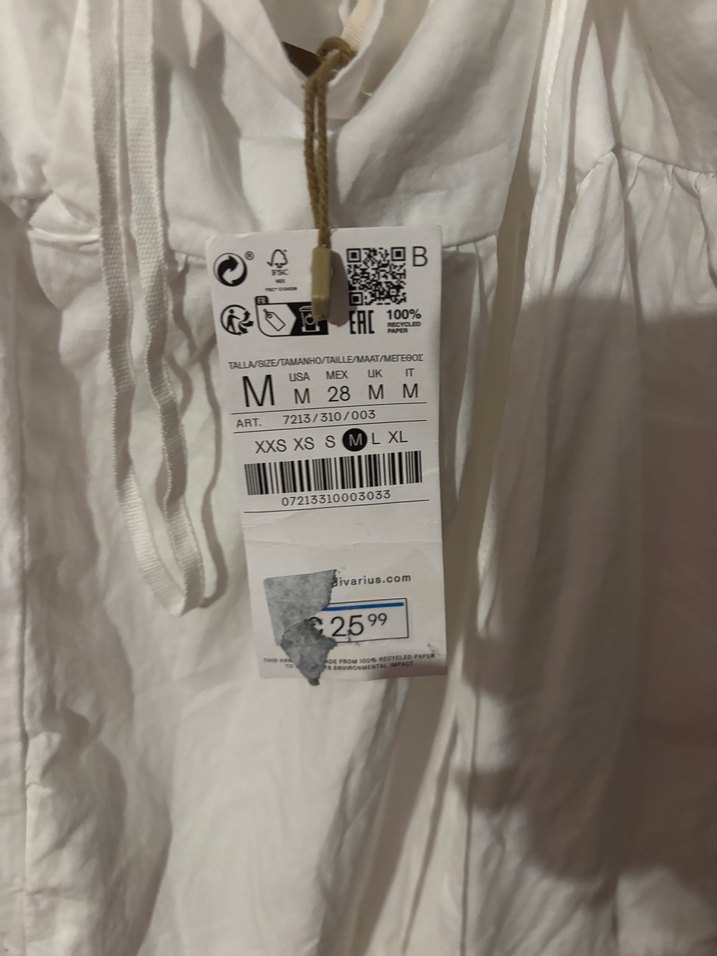 Stradivarius Beyaz Askılı Midi Kot Elbise - Görsel 4