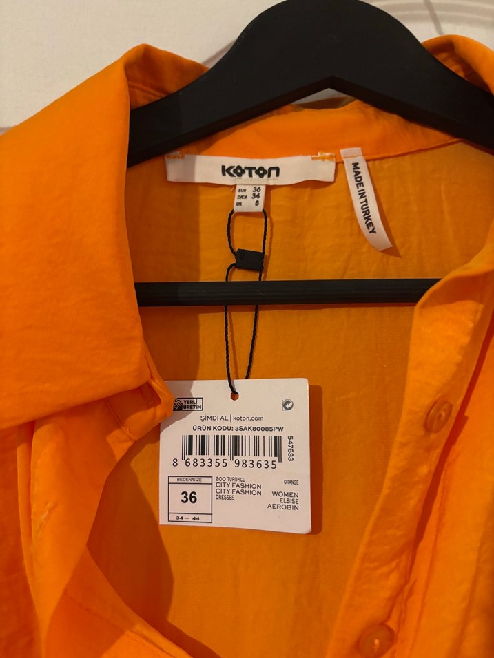 koton Turuncu Pilili Mini Elbise - Görsel 3