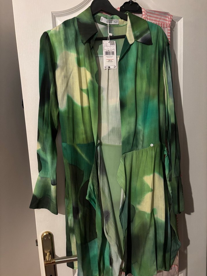 Mango Yeşil Batik Desenli Uzun Kadın Elbise - Görsel 3