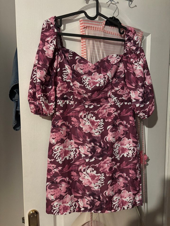 Kırmızı Straplez Midi Bohem Elbise - Görsel 2