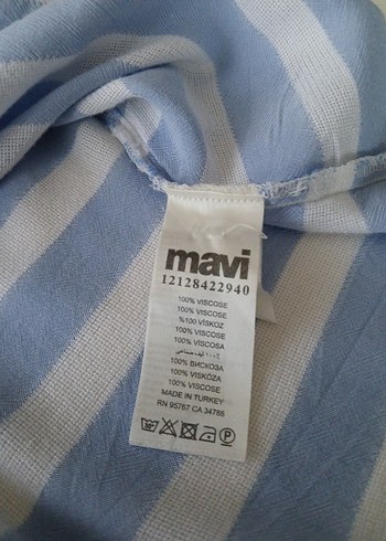 Mavi MAVİ çizgili kadın gömlek