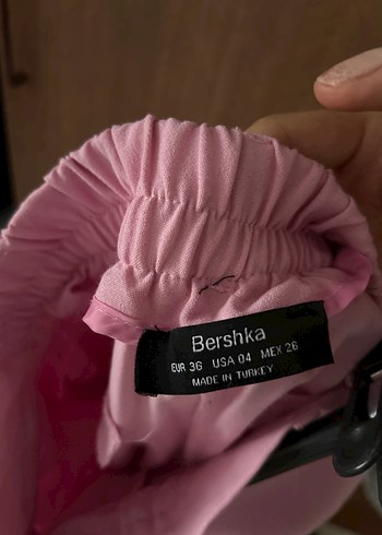 36 Beden pembe Renk Pembe Kemerli Rahat Kesim Kadın Pantolon