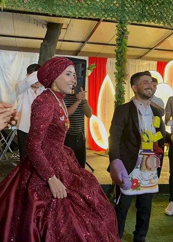 Bordo Parlak Uzun Kollu Tesettür Bindallı