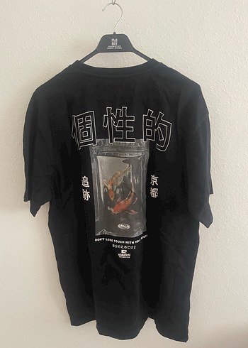 Siyah Baskılı Oversize Erkek Tişört - Görsel 2