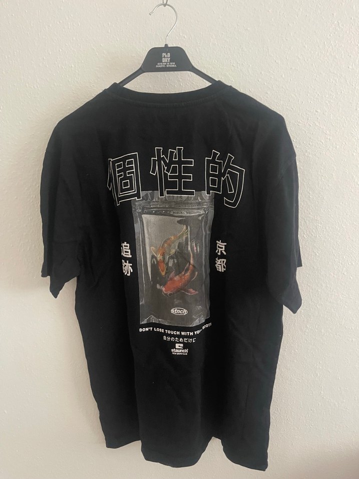 Siyah Baskılı Oversize Erkek Tişört - Görsel 2