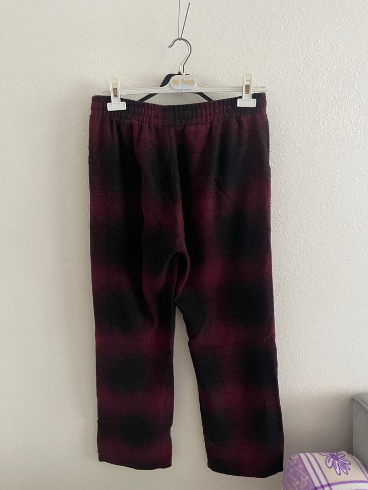 Bordo Siyah Renkli Erkek Ekose Pijama - Görsel 2