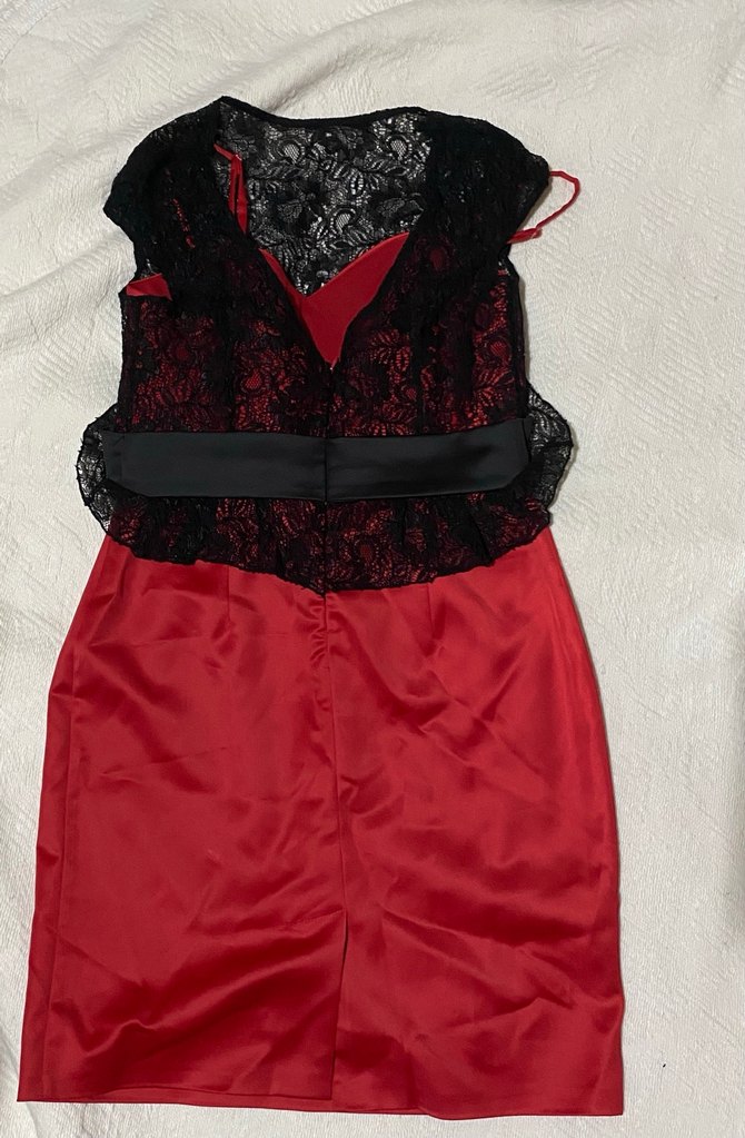 Dantelli Kırmızı Straplez Midi Elbise - Görsel 2