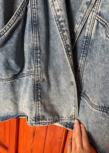 Düğmeli Uzun Kollu Vintage Kot Ceket - Görsel 5