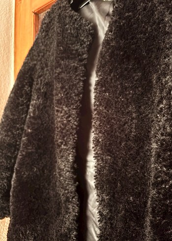 Siyah Uzun Kollu Kadın Suni Kürk Ceket - Görsel 3